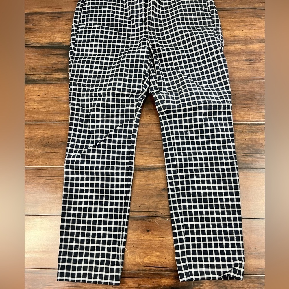 Loft Outlet Blue & White Check Modern Skinny Ankle Pants - Size 4P - Picture 3 of 7